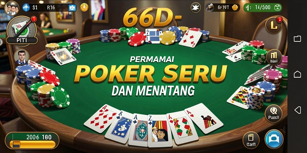 Screenshot gameplay 66D menampilkan suasana poker yang intens