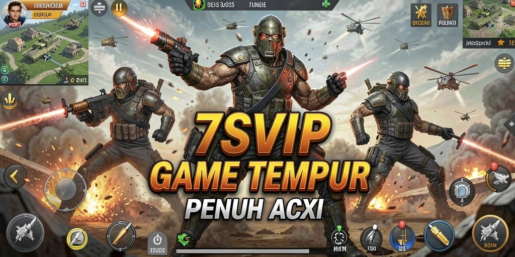 Screenshot 7SVIP menampilkan aksi tempur yang intens.