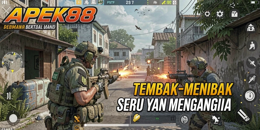 Screenshoot APEK88 menampilkan aksi tembak-menembak yang mendebarkan.