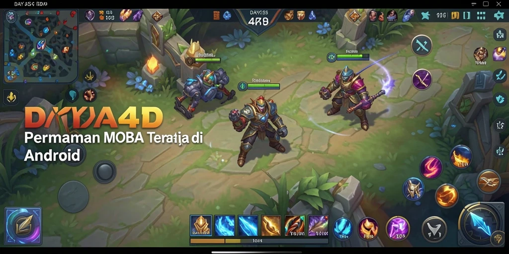 Tangkapan layar gameplay DAYA4D yang menunjukkan aksi seru dalam pertempuran MOBA.