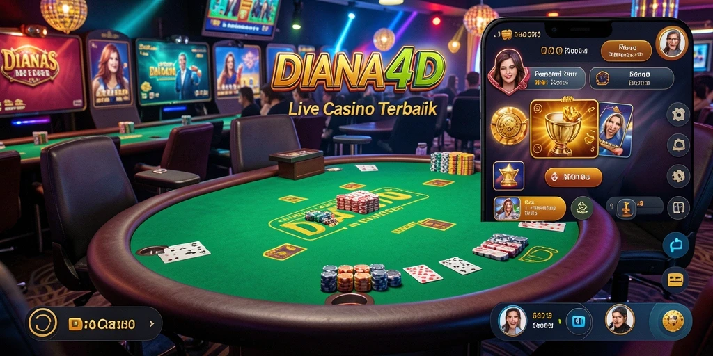 Tampilan gameplay seru DIANA4D Live Casino dengan dealer langsung.