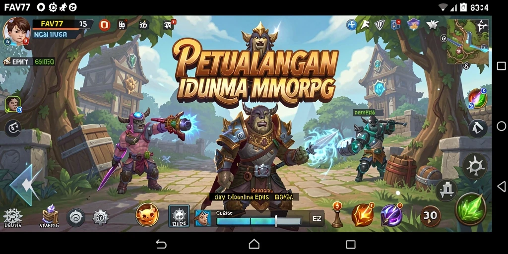 Screenshot permainan FAV77 menunjukkan pertarungan epik dalam dunia MMORPG yang memukau.