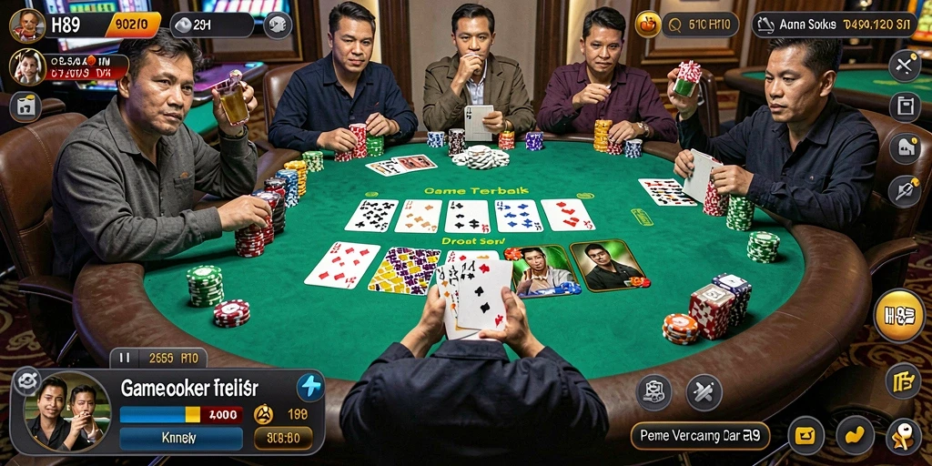 Tampilan gameplay H89 yang mendebarkan dan interaktif dalam permainan Poker.