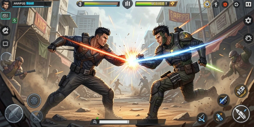Screenshot gameplay HARAPJP menampilkan aksi pertarungan yang intens.