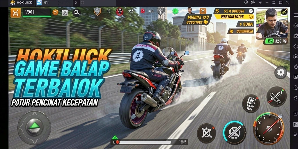 Gameplay HOKILUCK menampilkan balapan motor yang mendebarkan dan penuh aksi.