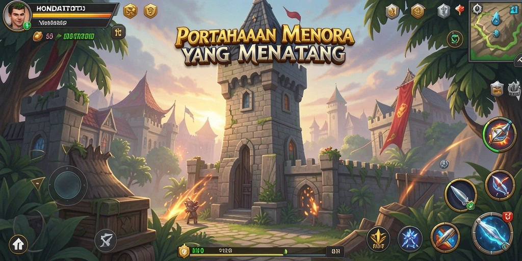 Gameplay intens di HONDATOTO dengan menara pertahanan strategis.