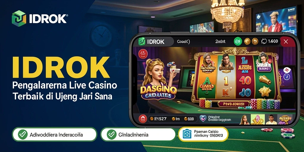 Screenshot utama <strong>IDROK</strong> menampilkan dealer profesional dan suasana permainan Live Casino.