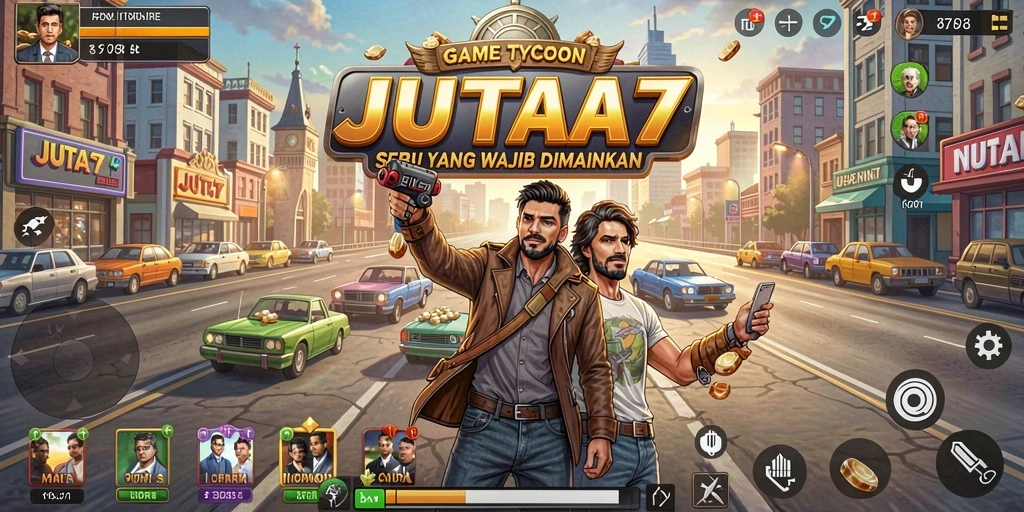 Tampilan gameplay seru di JUTA7 dengan elemen Tycoon yang menarik.