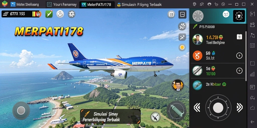 Tampilan gameplay MERPATI178 menunjukkan simulasi penerbangan yang mendetail.