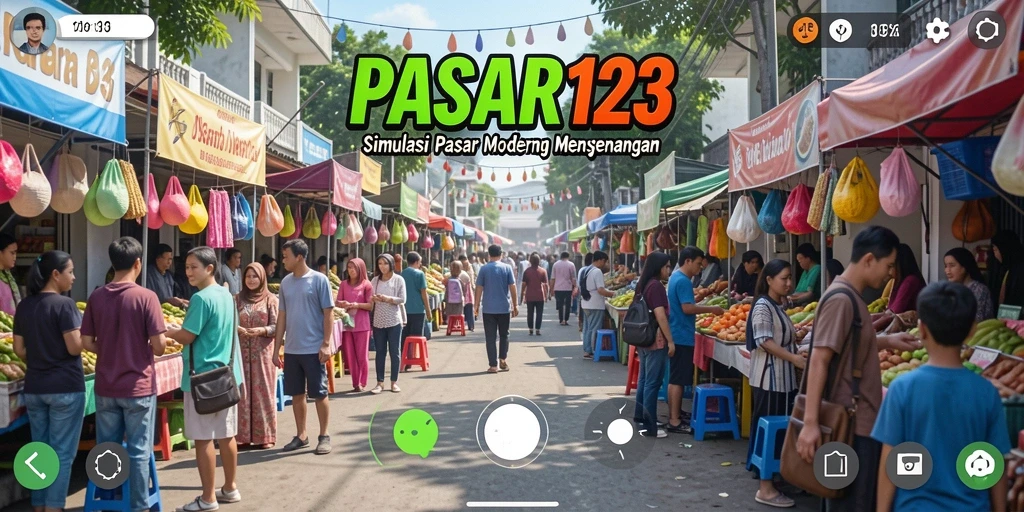 Tangkapan layar PASAR123 menunjukkan suasana pasar yang hidup dan berwarna.