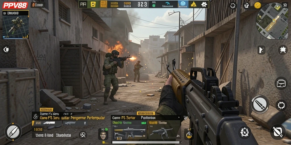 Screenshot gameplay mendebarkan dari PPV88 dalam aksi FPS.