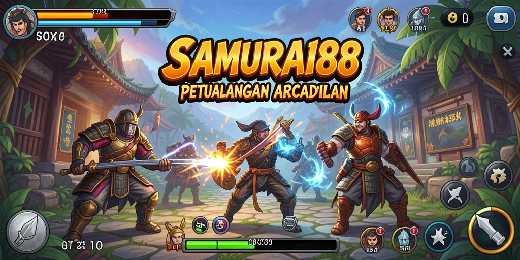 Screenshot SAMURAI88 menunjukkan aksi seru bertarung di dunia samurai.
