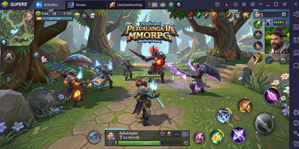 Gameplay SUPER5 yang seru dan penuh aksi dalam dunia MMORPG.